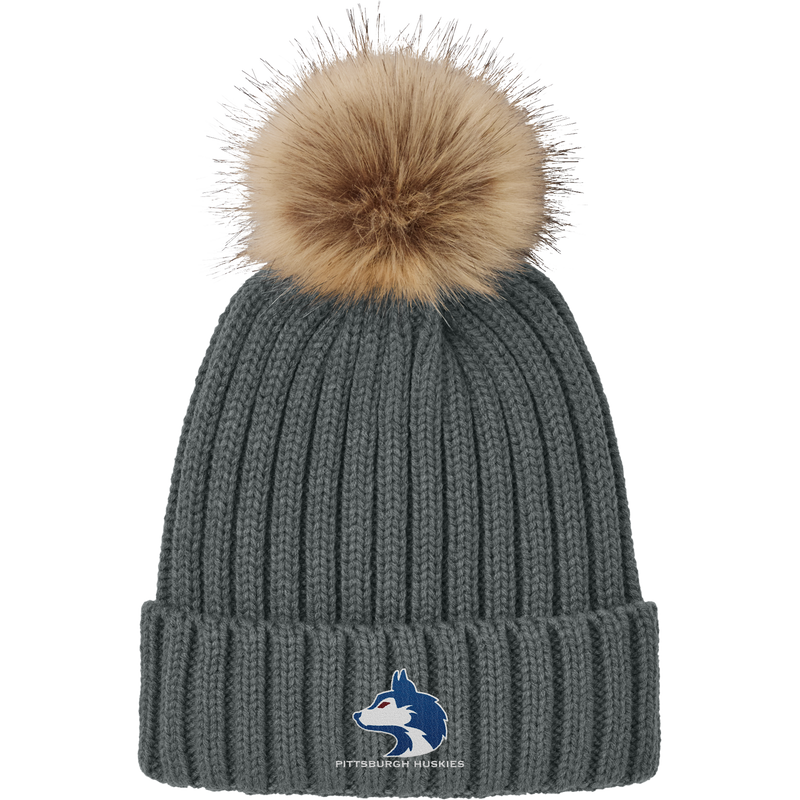 Pittsburgh Huskies Faux Fur Pom Beanie